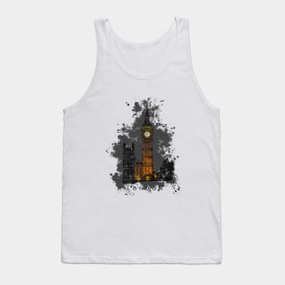 Big Ben with splatter, Tower of London at night, England. Tank Top